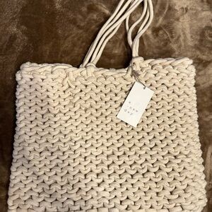 Cute Summer Cream Knit Tote